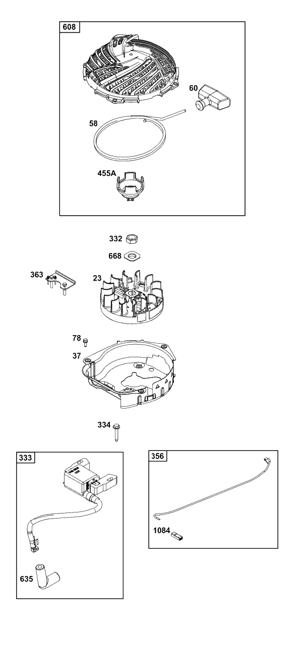 Flywheel/Ignition/Starter Group Diagram and Parts List for 8P502-0090-H5  Briggs and Stratton Engine